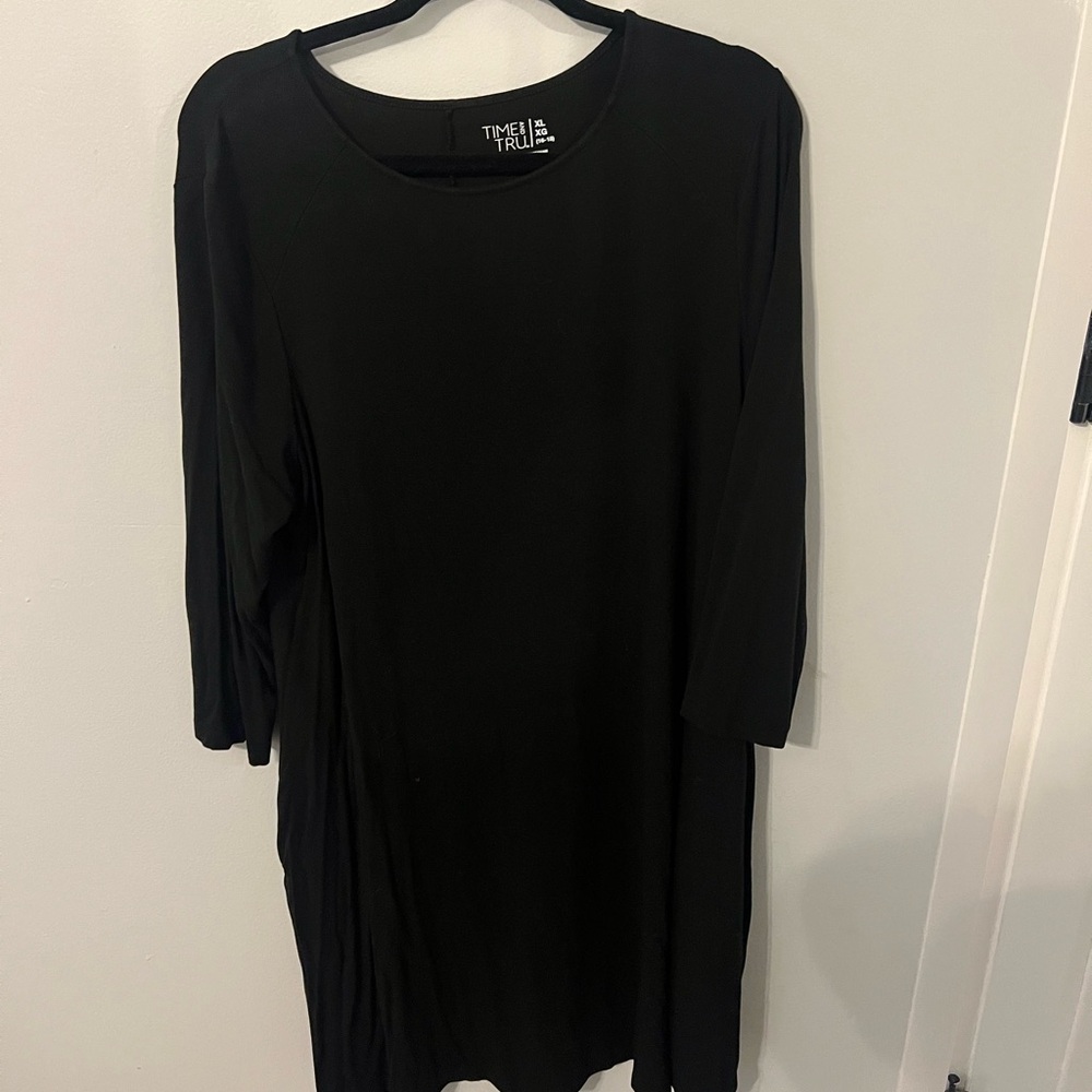 Mid length sleeve black dress